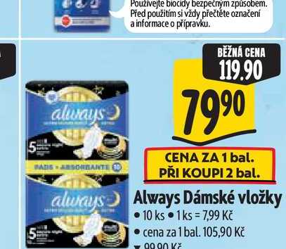  Always Dámské vložky 10 ks 