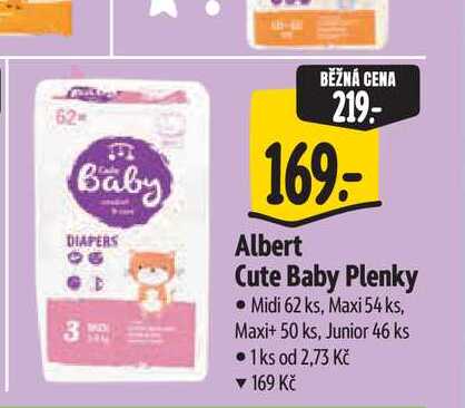  Albert Cute Baby Plenky  Midi 62 ks, Maxi 54 ks, Maxi+ 50 ks, Junior 46 ks 