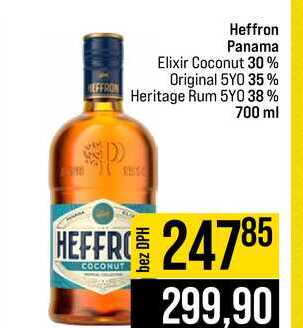 Heffron Panama Elixir Coconut 30% Original 5YO 35% Heritage Rum 5YO 38% 700 ml