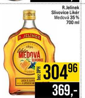 R.Jelínek Slivovice Likér Medová 35% 700 ml
