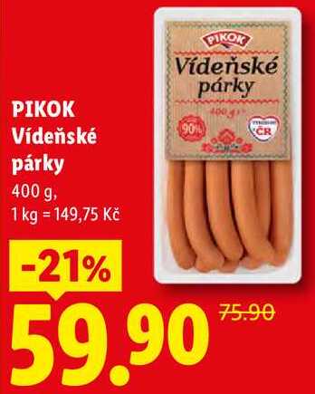 PIKOK Vídeňské párky, 400g