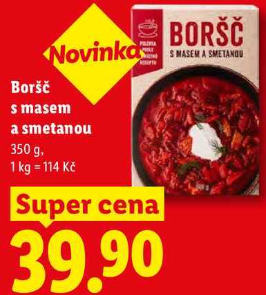 Boršč s masem a smetanou, 350 g