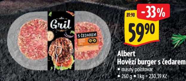 Albert Hovězí burger s čedarem, 260 g
