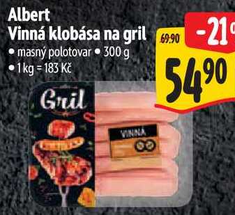 Albert Vinná klobása na gril, 300 g