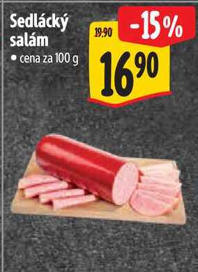 Sedlácký salám, cena za 100 g