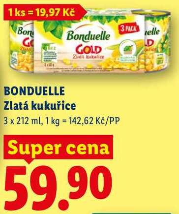 BONDUELLE Zlatá kukuřice, 3 x 212 ml
