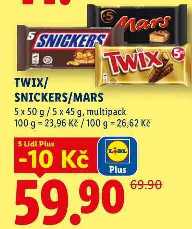 TWIX/SNICKERS/MARS, 5x 50 g/5x 45 g