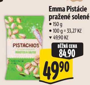Emma Pistácie pražené solené, 150 g