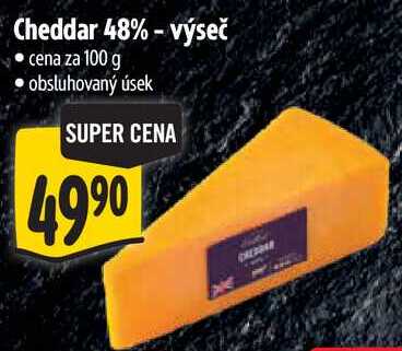 Cheddar 48% - výseč, cena za 100 g