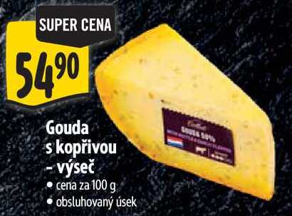 Gouda s kopřivou - výseč, cena za 100 g