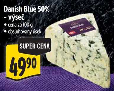 Danish Blue 50% - výseč, cena za 100 g 