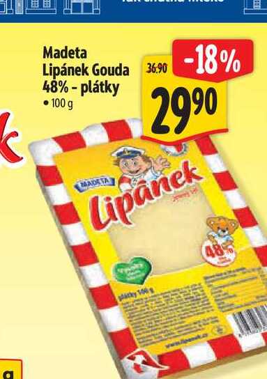 Madeta Lipánek Gouda 48% - plátky 100 g