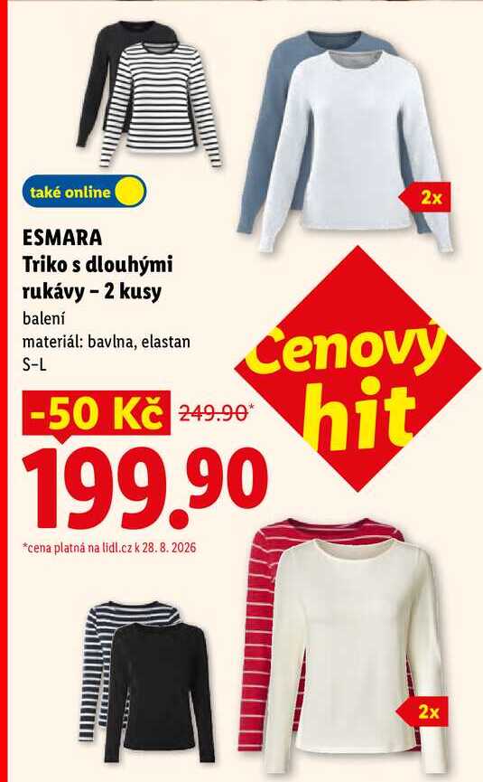 ESMARA Triko s dlouhými rukávy - 2 kusy, balení