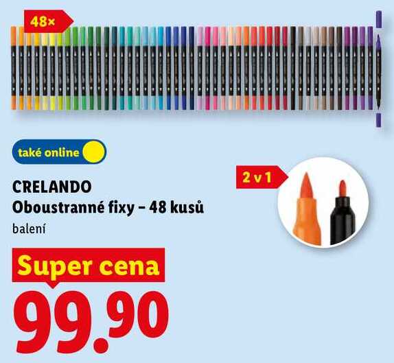 CRELANDO Oboustranné fixy - 48 kusů balení 