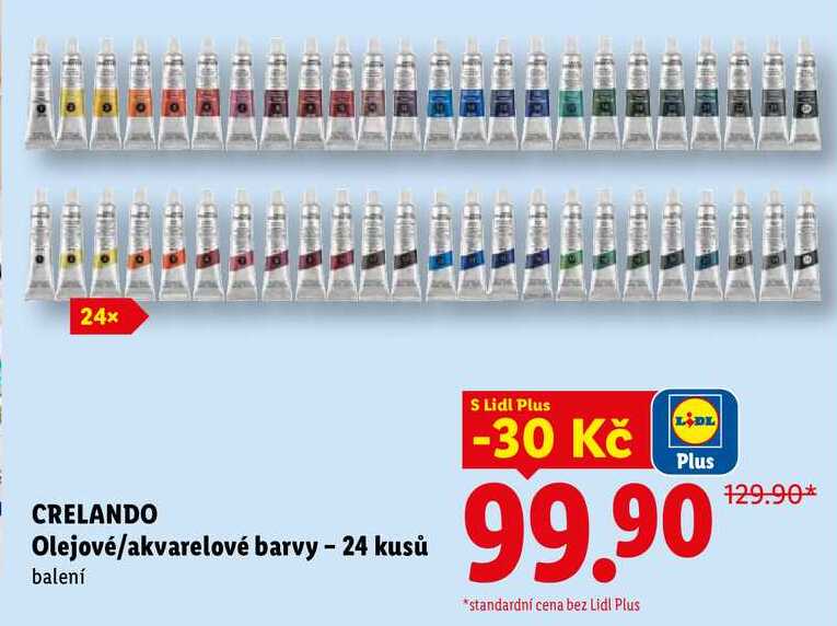CRELANDO Olejové/akvarelové barvy - 24 kusů, balení