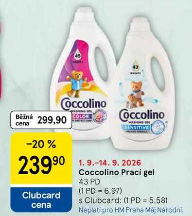 Coccolino Prací gel, 43 PD Tesco