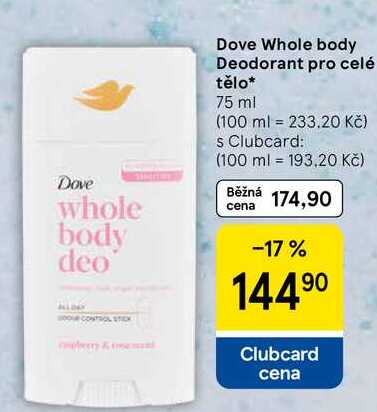 Dove Whole body Deodorant pro celé tělo, 75 ml Tesco