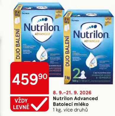 Nutrilon Advanced Batolecí mléko, 1 kg, více druhů Tesco