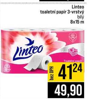 Linteo toaletní papír 3-vrstvý bílý 8x15 m JIP