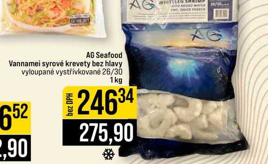 AG Seafood Vannamei syrové krevety bez hlavy vyloupané vystřívkované 26/30 1kg