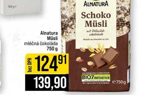 Alnatura Müsli mléčná čokoláda 750 g
