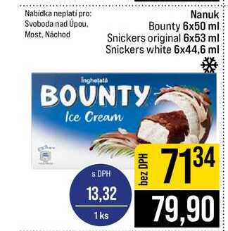 Nanuk Bounty 6x50 ml Snickers original 6x53 ml Snickers white 6x44,6 ml