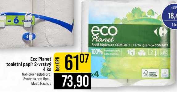 Eco Planet toaletní papír 2-vrstvý 4 ks 