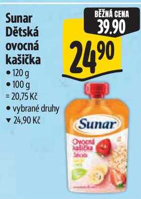 Sunar Dětská ovocná kašička, 120 g Albert