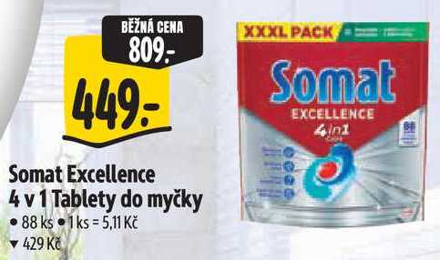Somat Excellence 4 v 1 Tablety do myčky, 88 ks Albert
