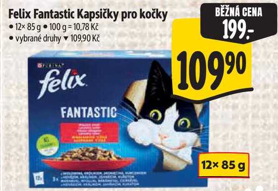 Felix Fantastic Kapsičky pro kočky, 12x 85 g 