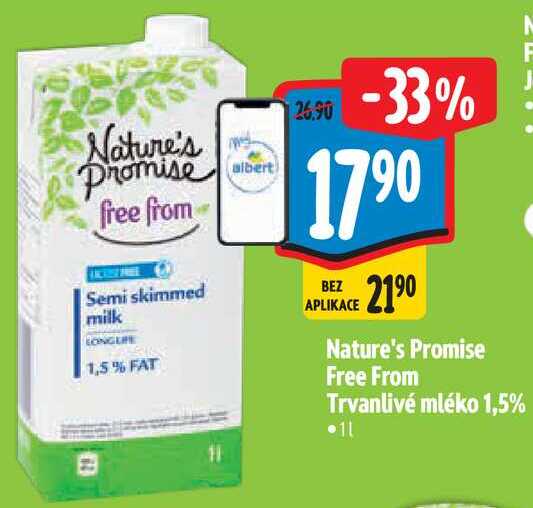 Nature's Promise Free From Trvanlivé mléko 1,5%, 1 l