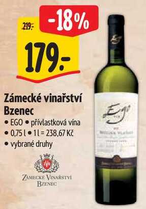 Zámecké vinařství Bzenec EGO, 0,75 l