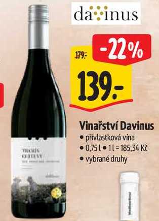 Vinařství Davinus, 0,75 l