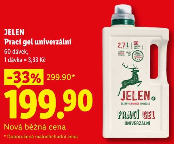 JELEN Prací gel univerzální, 60 dávek Lidl