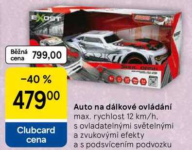 Auto na dálkové ovládání, max. rychlost 12 km/h. s ovladatelnými světelnými a zvukovými efekty a s Tesco