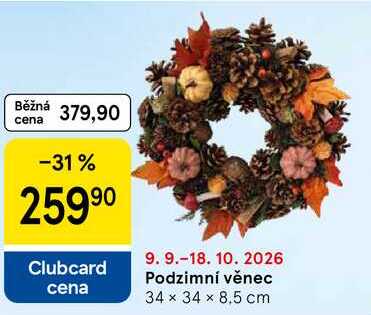 Podzimní věnec 34 x 34 x 8.5 cm Tesco