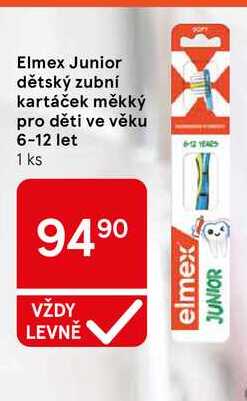 Elmex Junior dětský zubní kartáček měkký pro děti ve věku 6-12 let, 1 ks Tesco