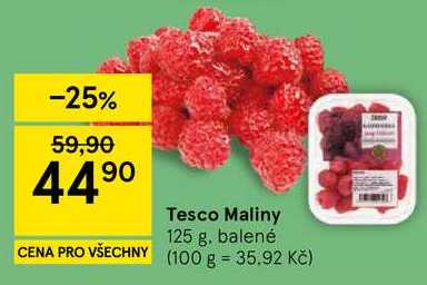 Tesco Maliny, 125 g, balené 