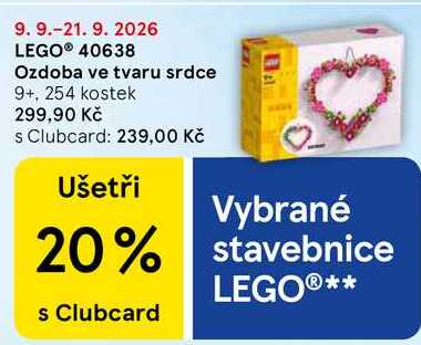 LEGO® 40638 Ozdoba ve tvaru srdce 9+, 254 kostek Tesco