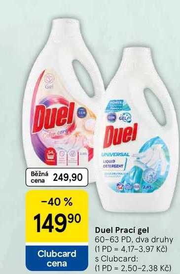 Duel Prací gel, 60-63 PD, dva druhy Tesco
