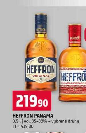 HEFFRON PANAMA 0,5l vol. 35-38% vybrané druhy