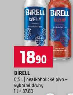 BIRELL 0,5l nealkoholické pivo vybrané druhy