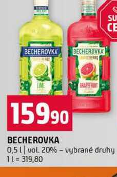 BECHEROVKA 0,5l vol. 20% vybrané druhy