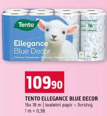 TENTO ELLEGANCE BLUE DECOR 16x 18 m toaletní papír 3vrstvý Terno