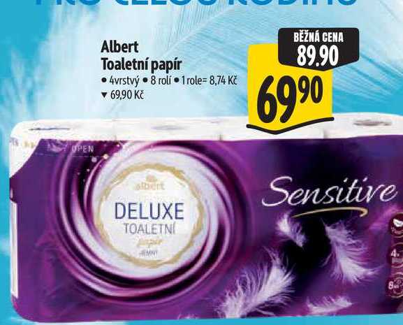 Albert Toaletní papír  4vrstvý 8 rolí Albert