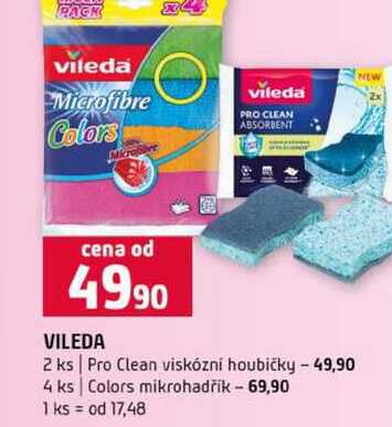 VILEDA 2 ks Pro Clean viskózní houbičky 4 ks Colors mikrohadřík Terno