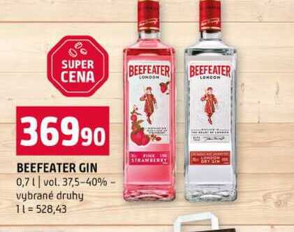 BEEFEATER GIN 0,7l vol. 37,5-40% vybrané druhy 