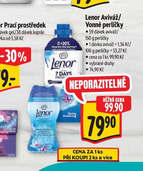 Lenor Aviváž/ Vonné perličky • 59 dávek aviváž/ 150 g perličky