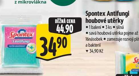 Spontex Antifungi houbové utěrky  1 balení 3 ks Albert