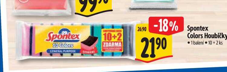 Spontex Colors houbička na nádobí 10 ks + 2 ks Albert